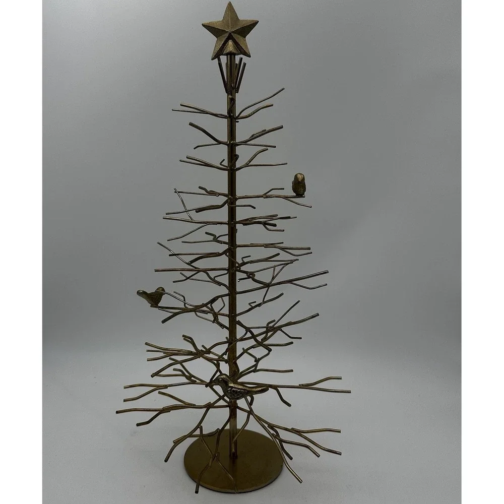 Gold Metal Christmas Tree With Small Birds‎ and Star Topper 21